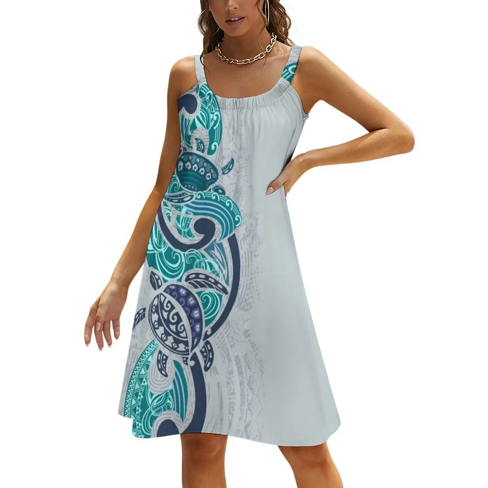 

Hawaiian Blue Honu's Ocean Waves Shirt Band Beach Sling Skirt dresses summer women's summer clothing 2024 prom dresses