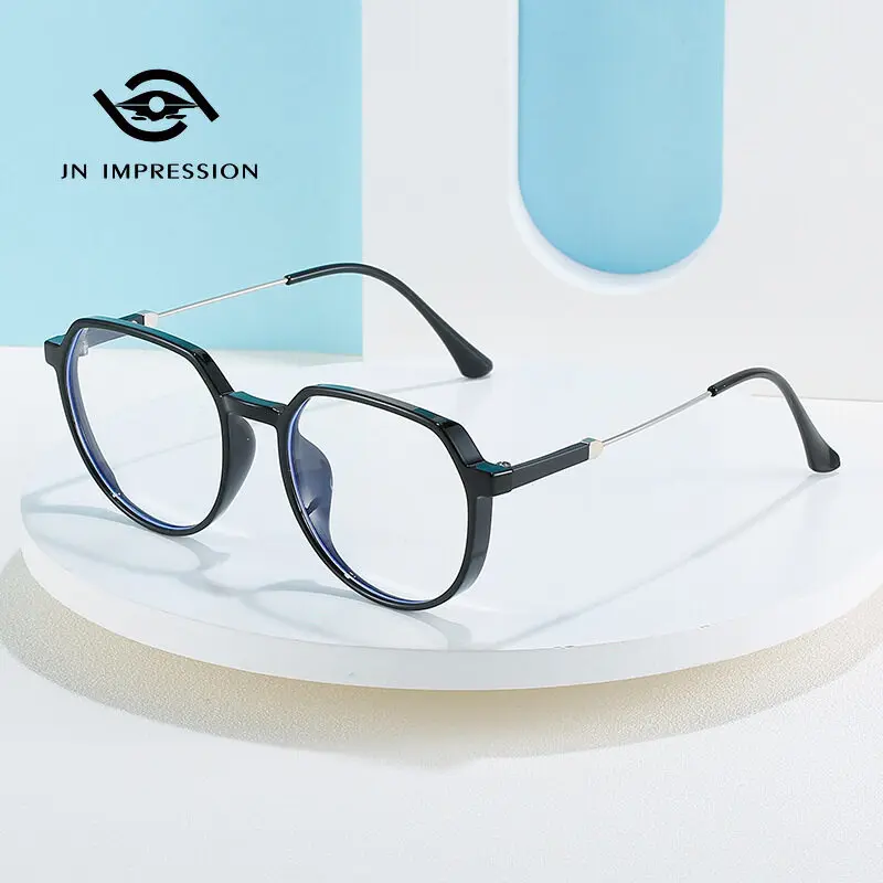 

Fashion Polygon TR90 Frame Minus Glasses Literary Retro Men's Women's Plain Glasses and Finished Myopia Glasses 50-600 Degrees