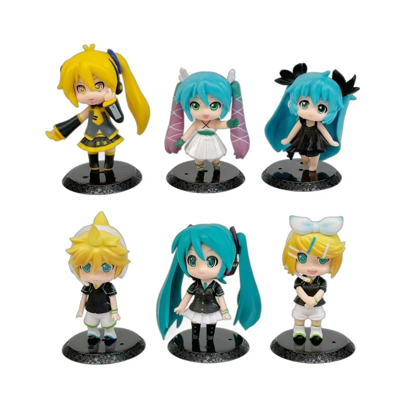 6pcs/set 10CM New Anime Hatsune Miku Rin Len Kawaii Q Version 