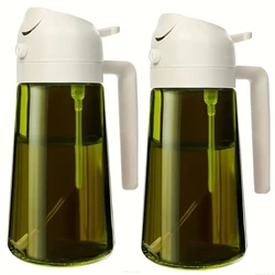 Premium Olive Oil Dispenser with Automatic Lid and Spice Shaker (Upgraded -2PCS - white)
