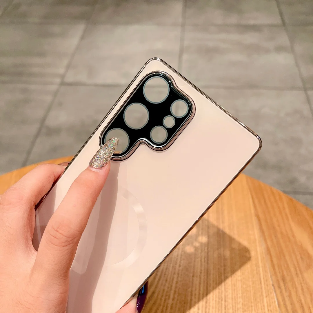 Ultra-Thin Matte Magnetic Case with Glass Lens Protector - Shockproof Cover