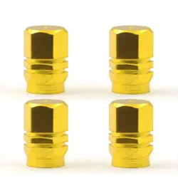 Premium Aluminum Alloy Tire Valve Caps - Set of 4 | Waterproof Wheel Accessories (Gold)