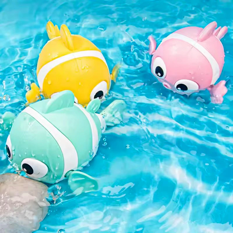Bath Toys Cute Swimming Clown Fish Cartoon Animal Floating Wind Up Toys Shower Water Game Classic Clockwork Toys For Kids 6