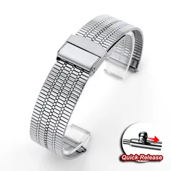 Premium Stainless Steel Metal Watch Strap - Elegant Bracelet Belt - 22mm (Silver)