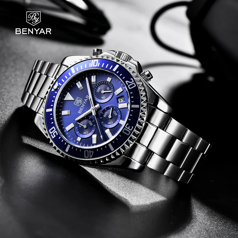 

BENYAR 2023 New Men Quartz Wristwatches Top Luxury Mens Watches Chronometer Military Sport Waterproof Watch For Men Reloj Hombre