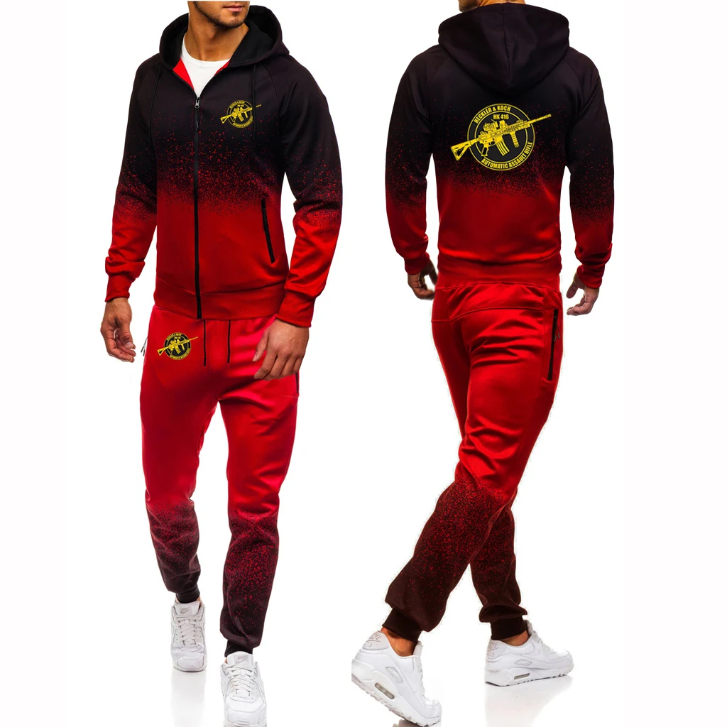 Mens Graphic Hoodies and Leisure Sports Long Pants Suits