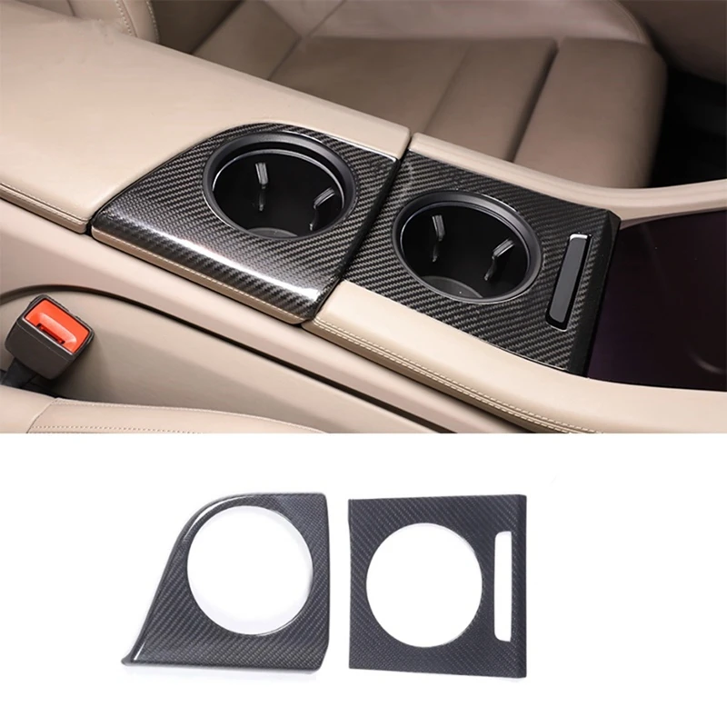 

For Porsche Taycan 2019-2022 Dry Carbon Fiber Car Center Console Water Cup Frame Cover Decoration Trim Accessories