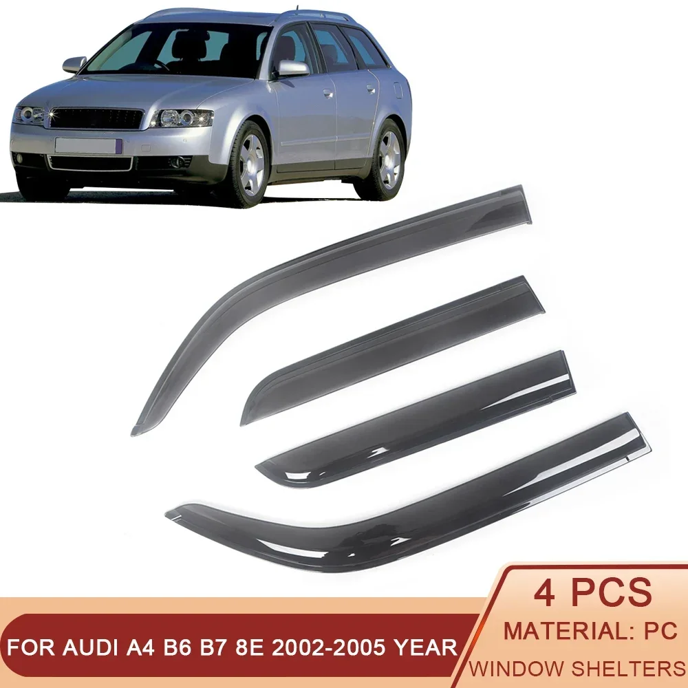 

For Audi A4 B5 B6 B7 B8 1996-2016 Wagon Sedan Avant Side Window Wind Deflectors Visors Black Rain Guard Door Visor Vent Shades