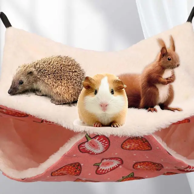 Warm Winter Plush For Small Animal Pet Cage Accessories Hamster House Rat Bed Guinea Pig Hideout Hanging Hammock 4
