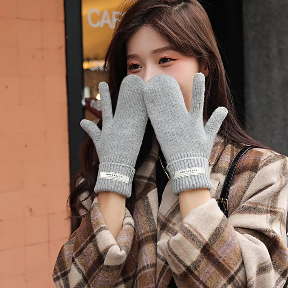 

1 пара практичных женских перчаток для улицы зимние Мотоциклетные Перчатки однотонные плотные вязаные перчатки ветрозащитные