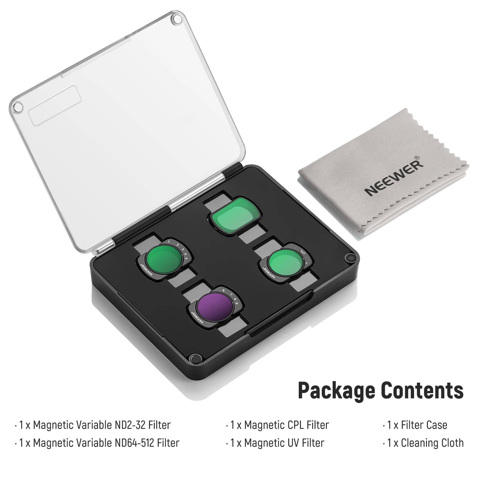 Neewer Magnetic Variable ND Filter Set For OSMO Pocket 3, 4 Pcs UV CPL ND2-32 N