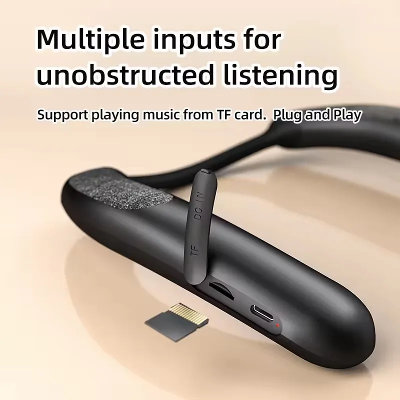 Wearable Wireless Neckband Speaker Bluetooth 5.3 AAC Code True Wireless Stereo Music Box TF Card Slot Type C
