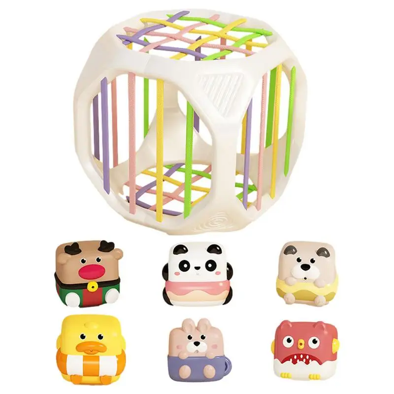 

Montessori Shapes Sorter Montessori Motor Skills Toy With Elastic Bands Activity Sensory Cube Bin Sensory Blocks Toys Rainbow