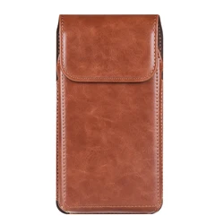 Universal Magnetic Phone Waist Bag with Belt Clip - Premium Smartphone Carrying Case - 17cm - 8.5cm - 2cm (Brown)