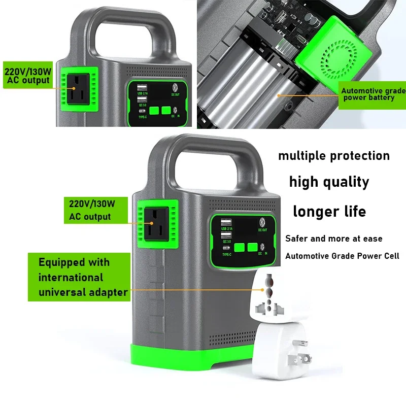 Portable Energy Storage 130W 58000Mah Power Bank Li-Ion Power Station Polymer Outdoor Camping Powerbank Con Presa Led Light