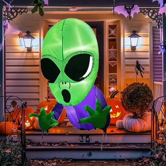 Halloween Inflatable Model Grim Reaper Spooky Ghost Decortions  with LED Lights Outdoor Courtyard Decor Home Garden Festival 2