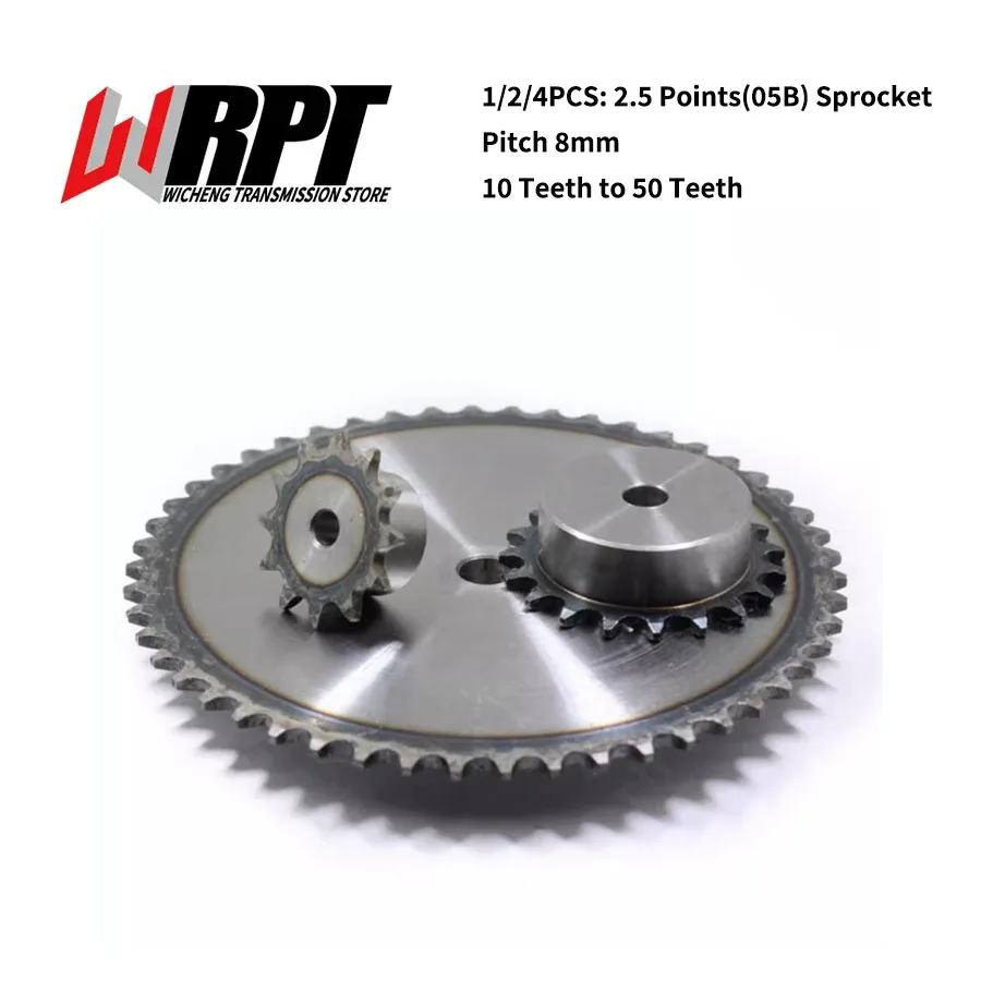 

1/2/4PCS 2.5 Points 05B Industrial Sprocket 10 To 50 Teeth Craft Hole 45# Steel Tooth Surface Quenching Pitch 8mm Transmission