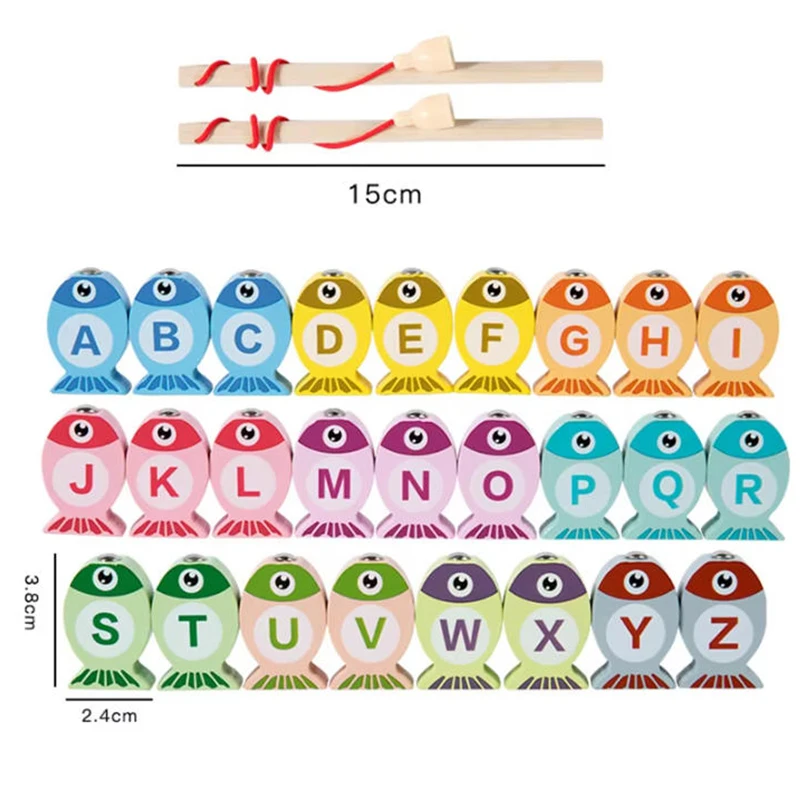 Children's Wooden Fishing Game - Educational Alphabet & Number Toy