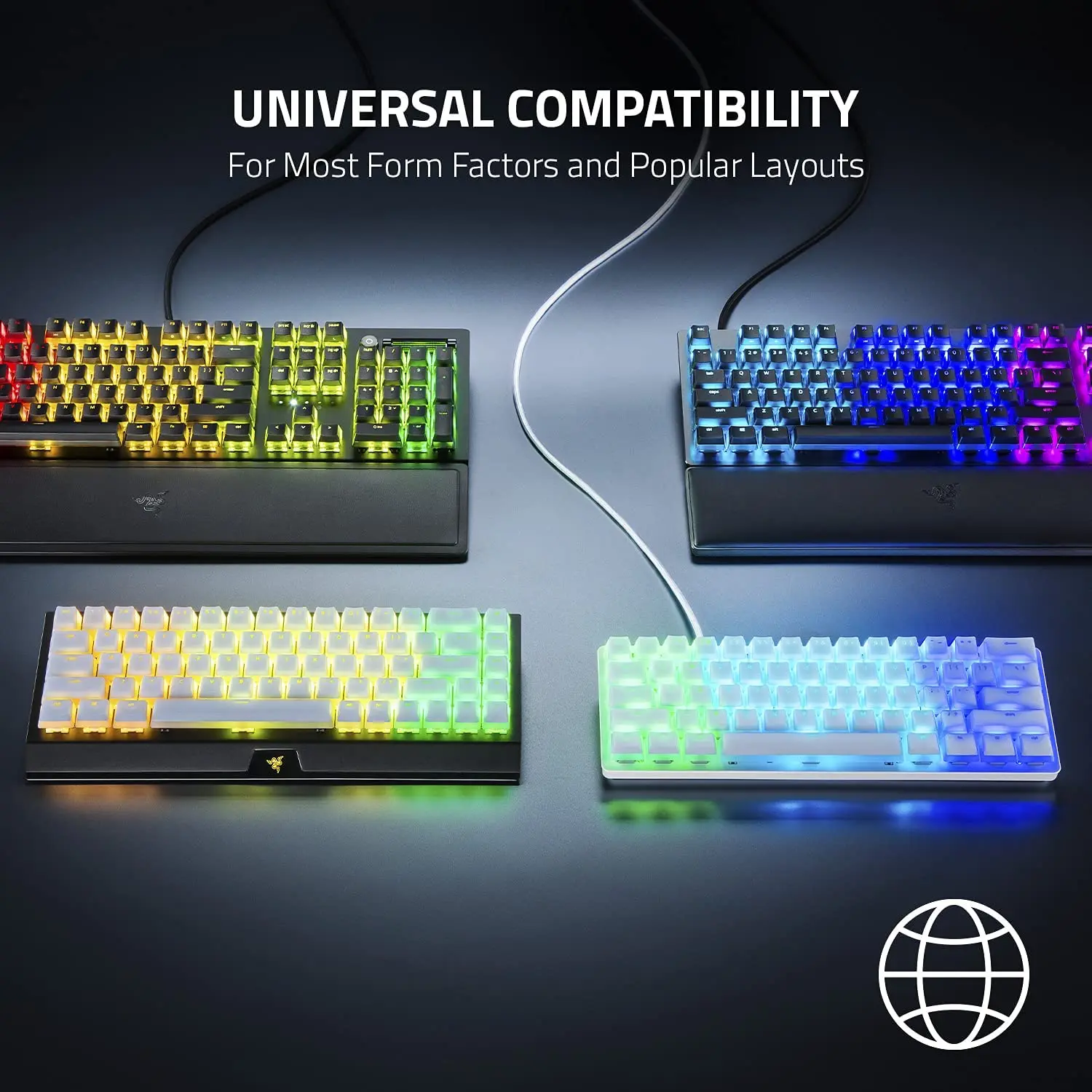 Razer Phantom Keycap Conjunto de Atualização Design Exclusivo do Pudim Stealth Lados Translúcidos Lendas Inferior Compatível Universal - Imagem 4