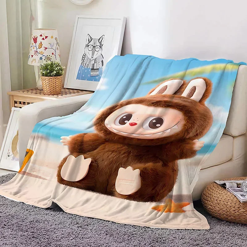Labubu Cartoon Anime Flannel Blanket – Soft & Cozy Throw for Home, Sofa, Nap & Student Use, Perfect Gift 2