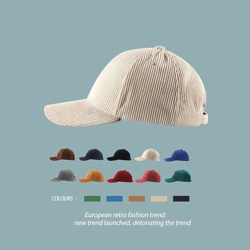 Corduroy Hat Korean Version Ins Baseball Cap Korean Version Versatile Show Face Small Curved Eaves Street Fashion Brand Cap Man