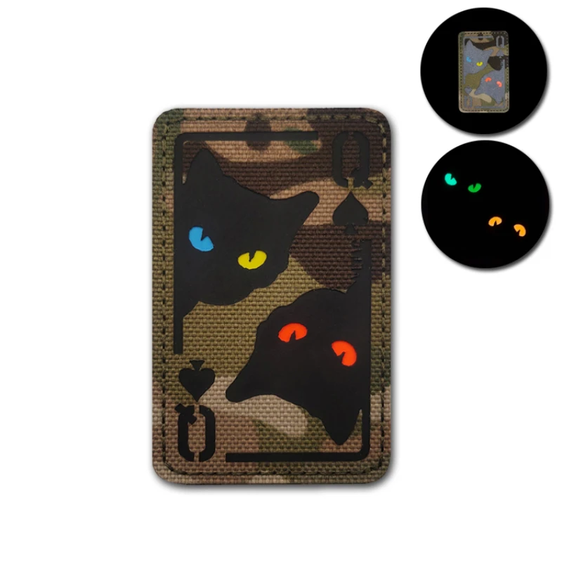 Nascondere Cat Poker Picche Q Taglio Laser Patch Di Riflessione A Infrarossi Distintivo Ir Appliques Luminose