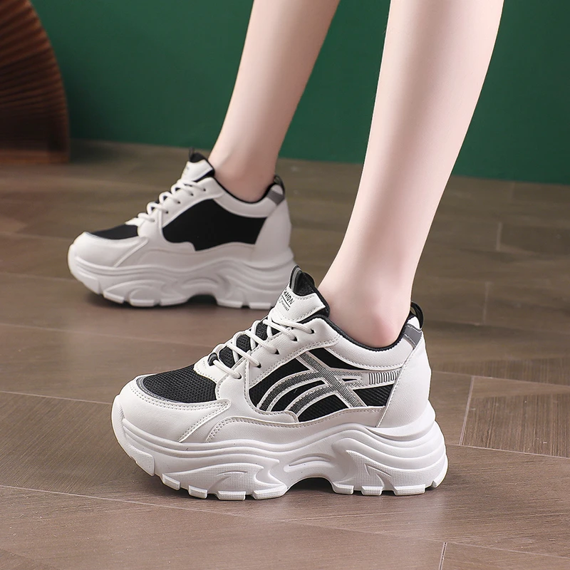 

Женская обувь на толстой подошве с увеличенной внутренней высотой, осень 2023, дышащая женская спортивная обувь, повседневные Прогулочные кроссовки для бега