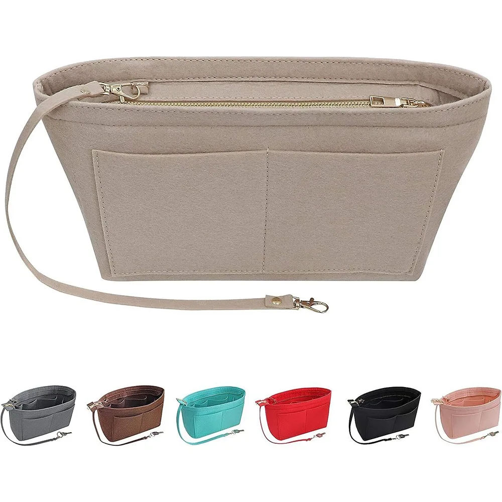 Portable Travel Organizer Handbag Felt Bag Tote Cosmetic Bags Insert Liner Purse Pouch Women Storage Brand Bags For Handbag 2