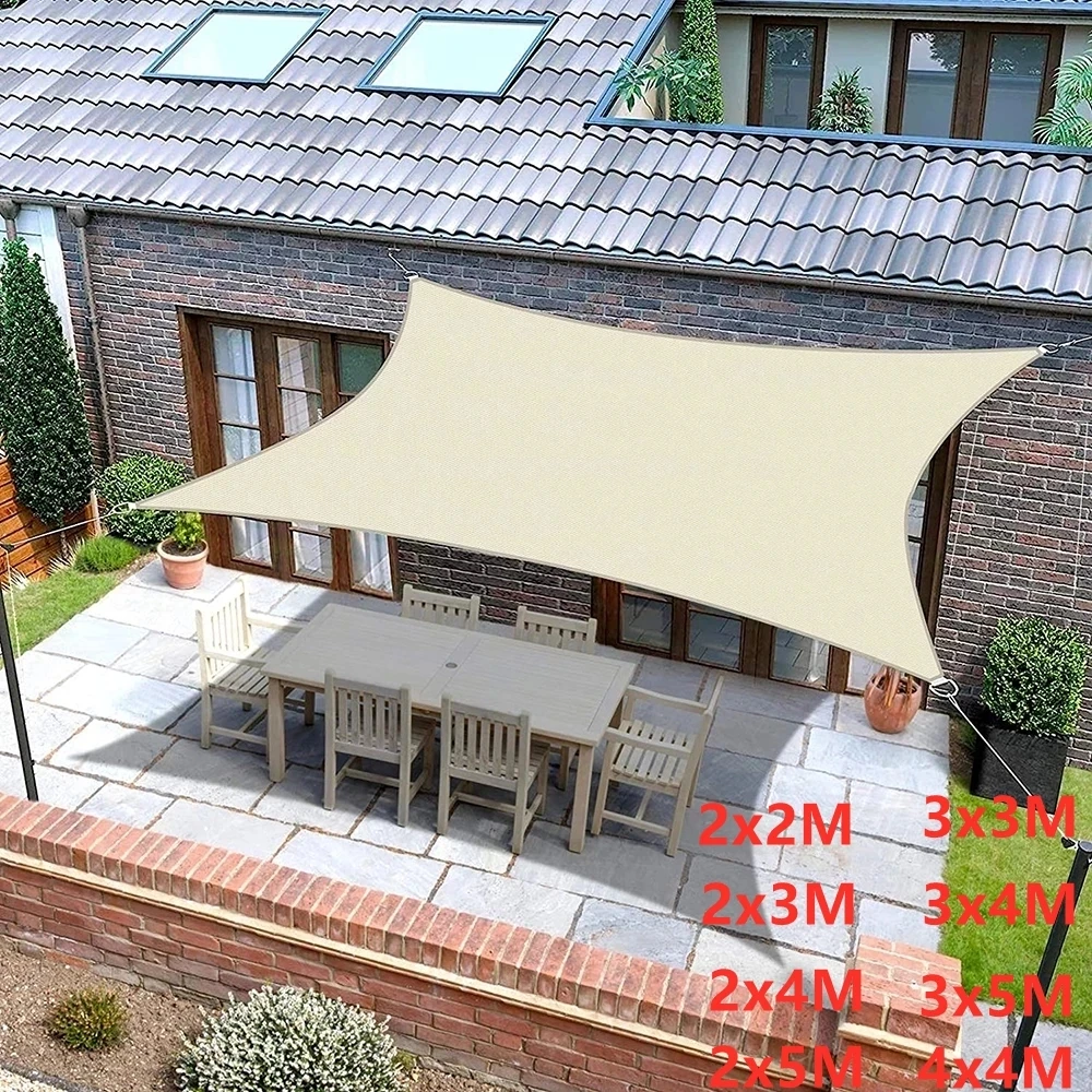 Outdoor sun protection waterproof awning camping parasailing tarpaulin garden courtyard grey beige 3x5m 4x4m 4x5m50% off