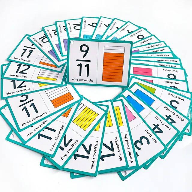 35PCS Fraction Cards 1-12 Fraction Learning Math Teaching Aid Paper Flash Card Thinking Cognition Training Kids Educational Toys 2