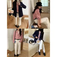 Red Plaid Turn-down Collar Loose Long Sleeve Shirt - Image 3