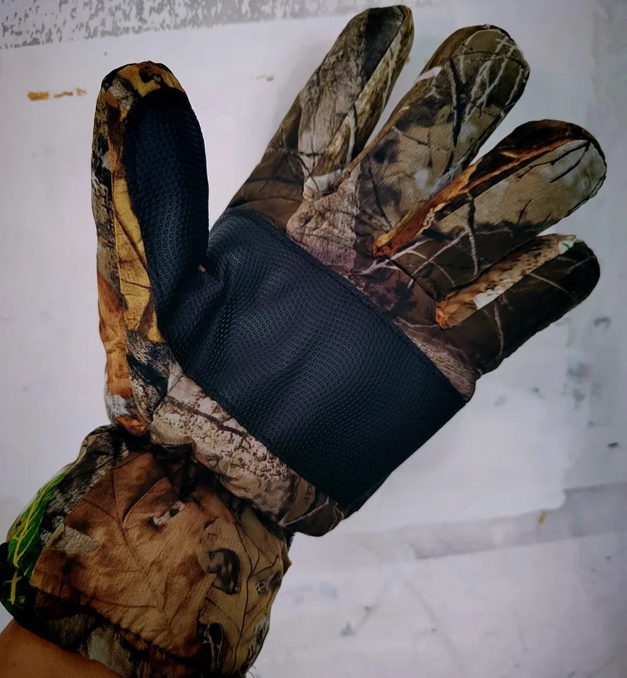 Winter Wind Waterproof Bionic Camouflage Hunting Fishing Gloves Wool Inner Thermal Anti-Slip Cycling Mountaineering HikingGloves