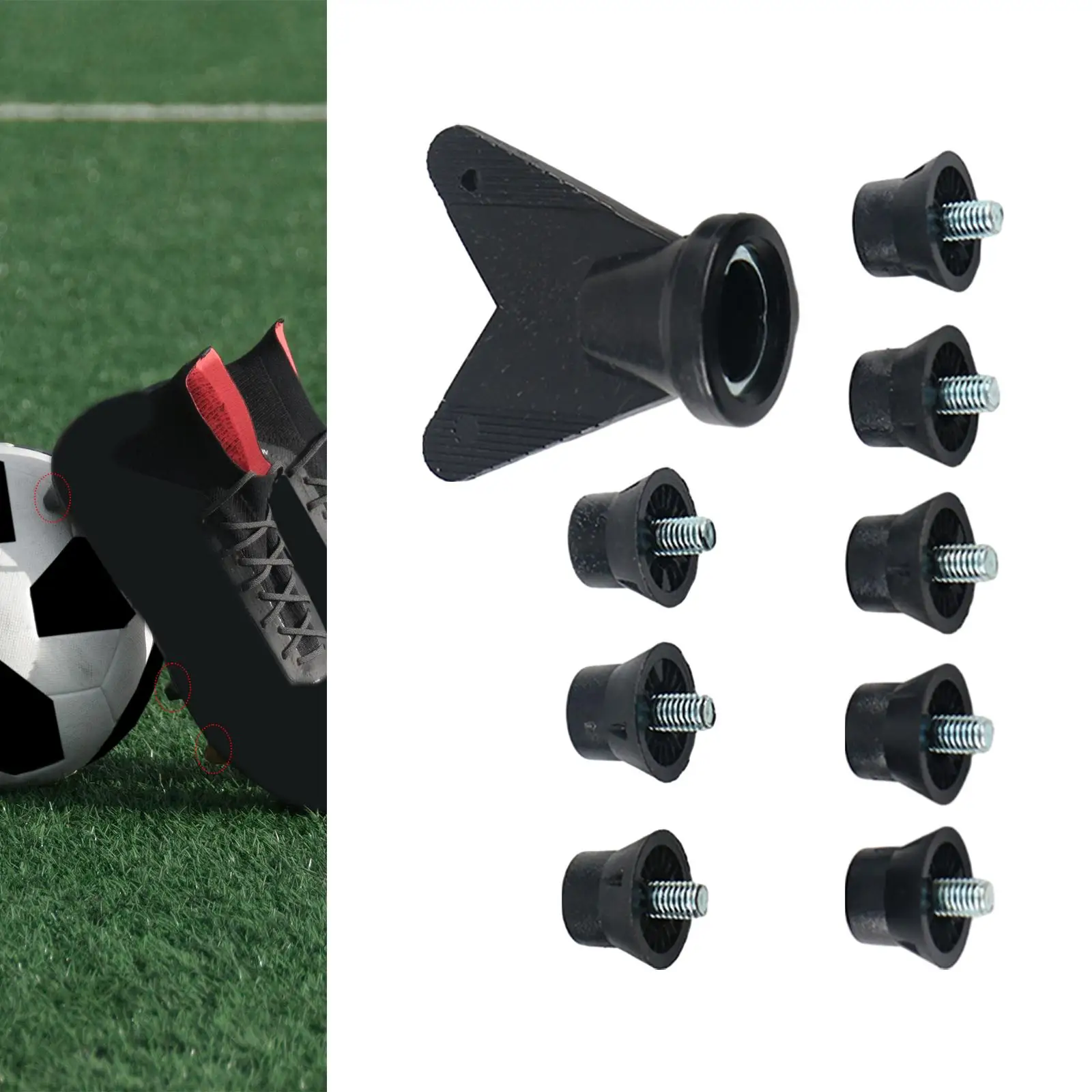 12 Pointes De Remplacement Pour Chaussures De Football - Crampons Nylon Noir - 10mmx14mm / 7mmx14mm