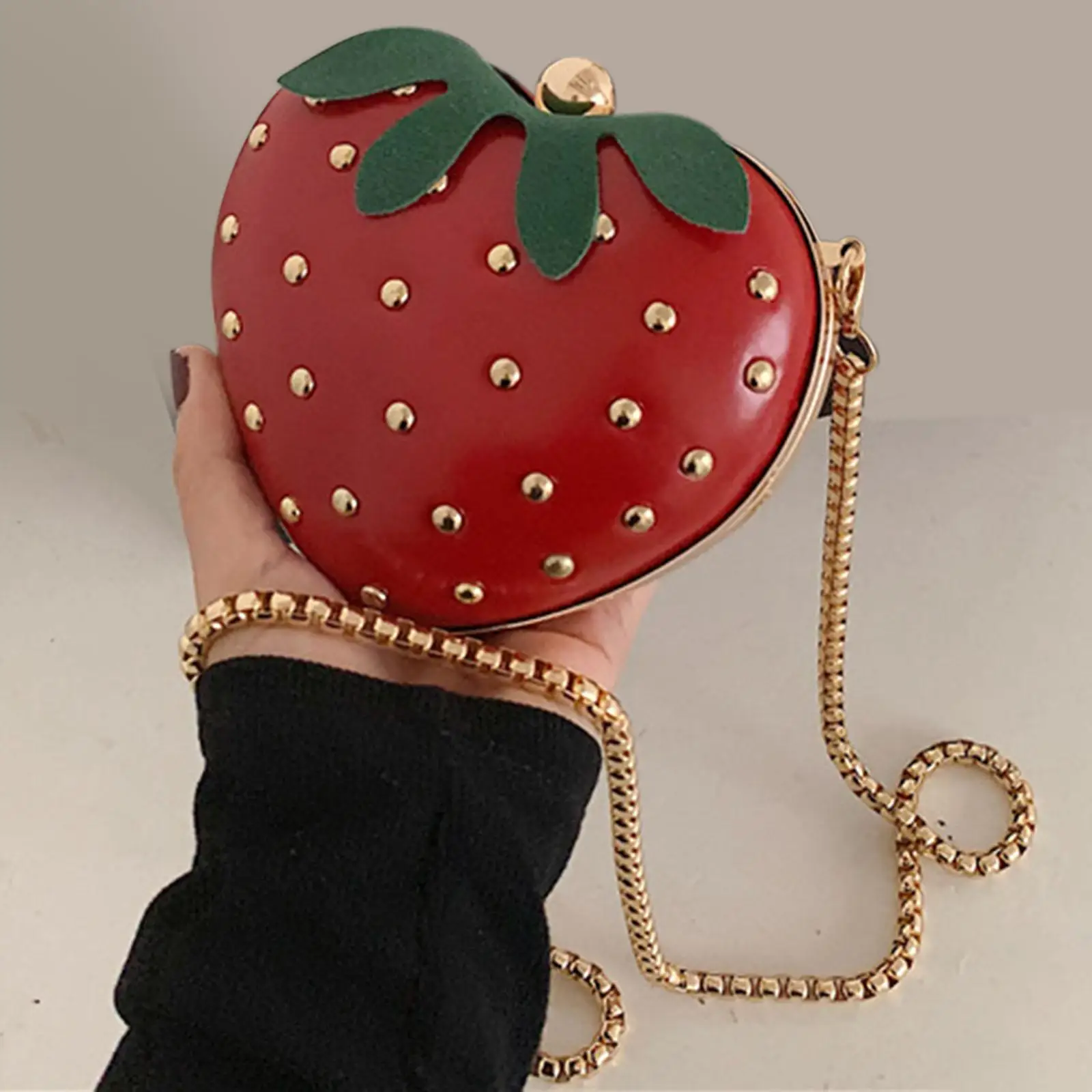 Strawberry Purse Casual Elegant Evening Bag PU Leather Crossbody Bag Fruit Shaped Wallet for Bridal Female Events Travel Party