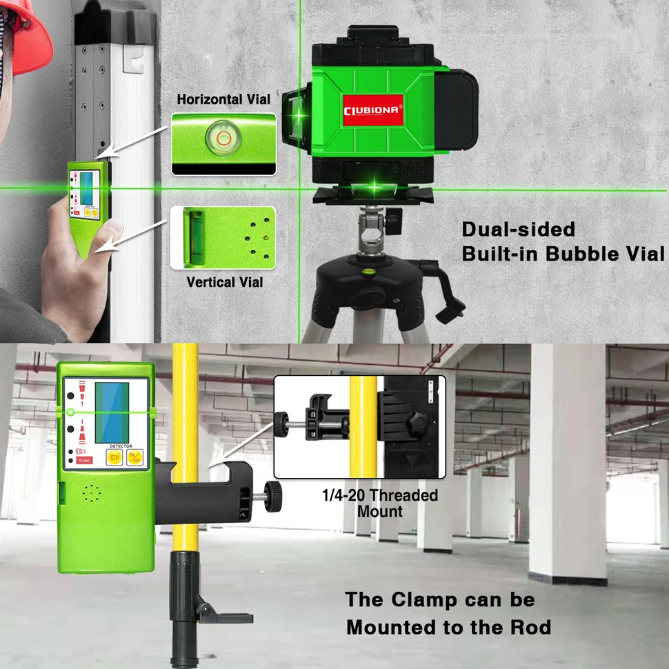 50M Laser level Receiver Vertical And Horizontal Line laser construction level Infrared Level Cross Line Detector CLUBIONA