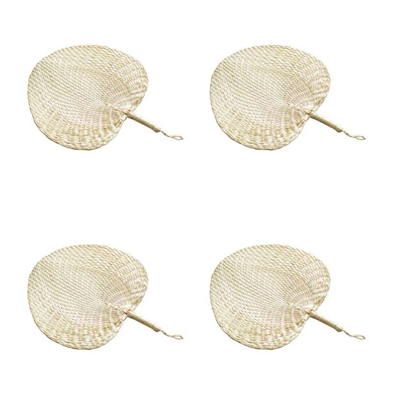 

4X Cool Baby Mosquito Repellent Fan Summer Manual Straw Hand Fans Palm Leaf