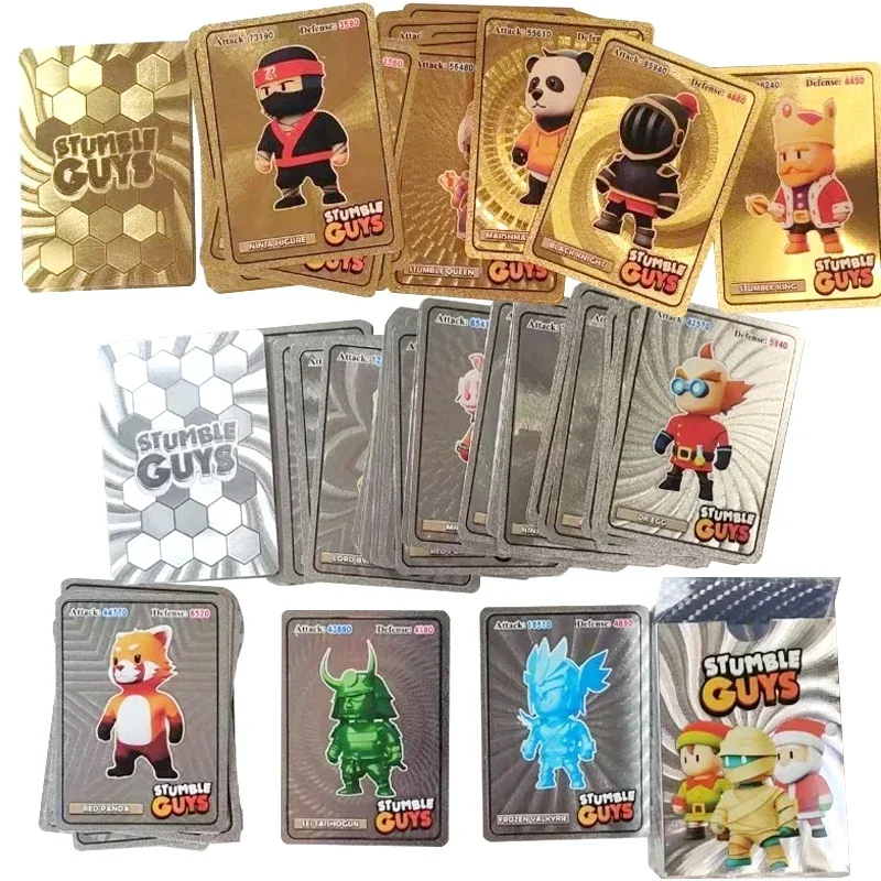 

New Stumble Guys Cards Gold Silver Foil Shiny Anime Board Game Collection Flash Figure Trading Card Birthday Xmas For Kids Gifts