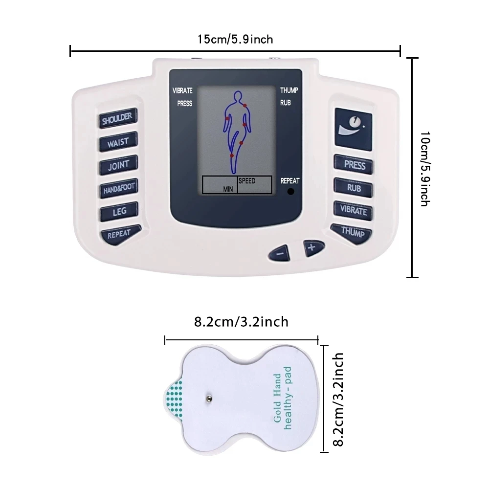 Digital 8 Mode Best EMS Electric Muscle Stimulator Body Physiotherapy TENS Massager Pulse Meridian Therapy Instrument Relaxation