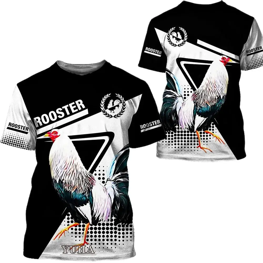 

Men T-Shirt Sports Fitness Men Clothing 3d Animal Cool Rooster Print Pattern Summer O-Neck Short Sleeve Oversized Tshirt Tops