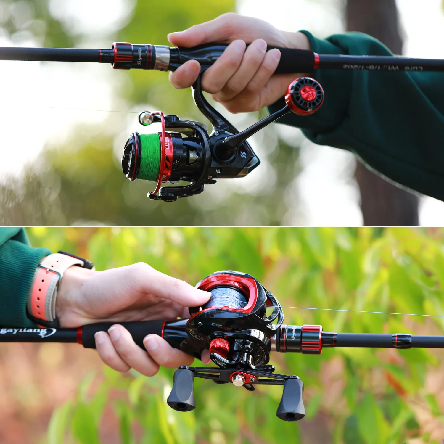 釣り竿 1.8m-2.4m カーボン伸縮釣り竿 拡張コルクハンドル M パワー