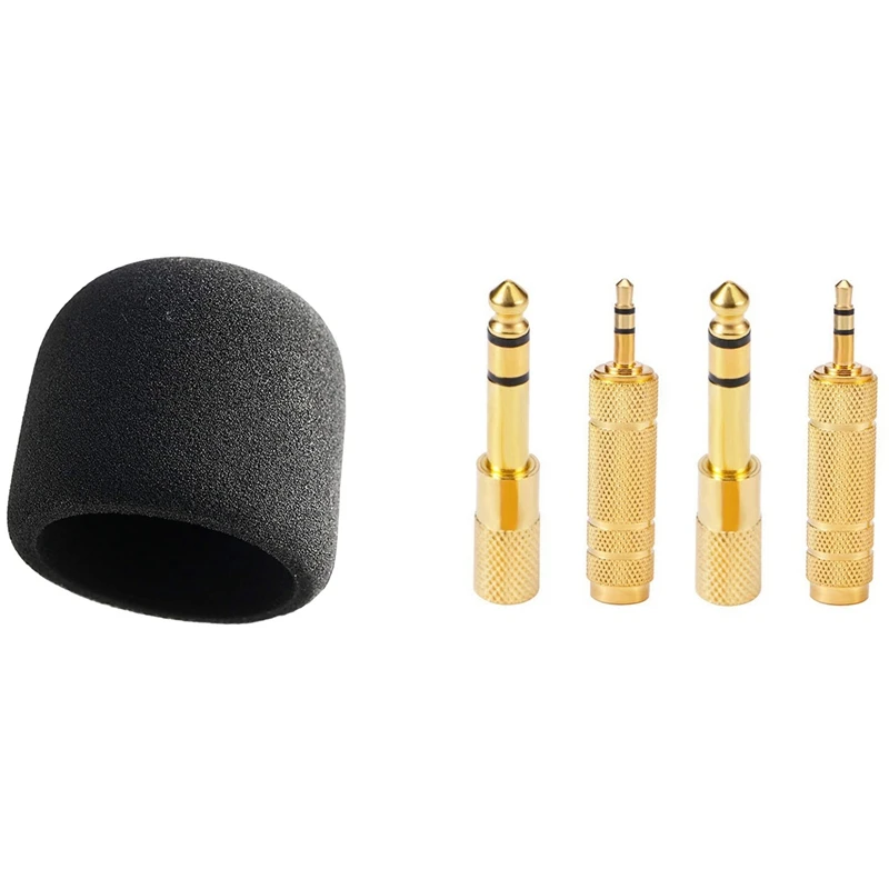 

Headphone Adapter 6.35 Mm (1/ 4 Inch) Male To 3.5 Mm Female Stereo Adapter With Professional Foam Windscreen