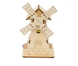 DIY 3D Wooden Puzzle & Wood Craft STEM Kit (Electric Windmill)