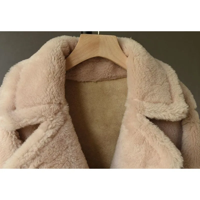 2023 New Granule Wool Teddy Bear Coat Women Warm Long Plush Overcoat Loose Comfortable Classic Plush Thermal Jacket Fashion