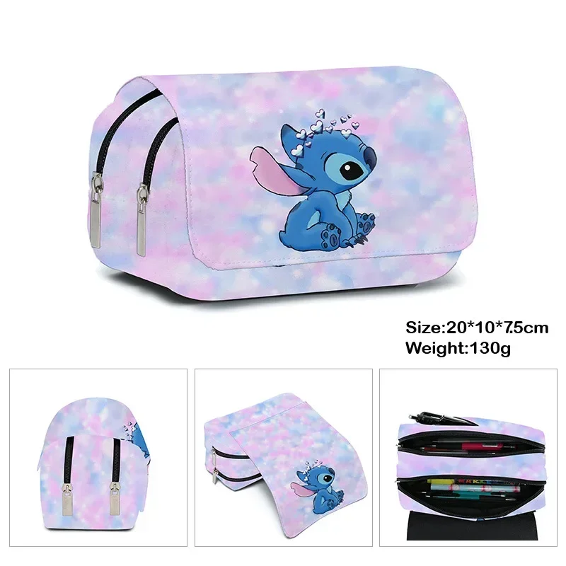 thumbnail image 1 of Estuche para lápices con solapa y estampado completo de Anime Stitch, estuche para lápices, bolso escolar para estudiantes de primaria y secundaria, dibujos animados, 1 of 5