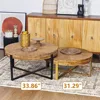 33.86" Modern Retro Splicing Round Coffee Table,Fir Wood Table Top with Gold Cross Legs Base 5