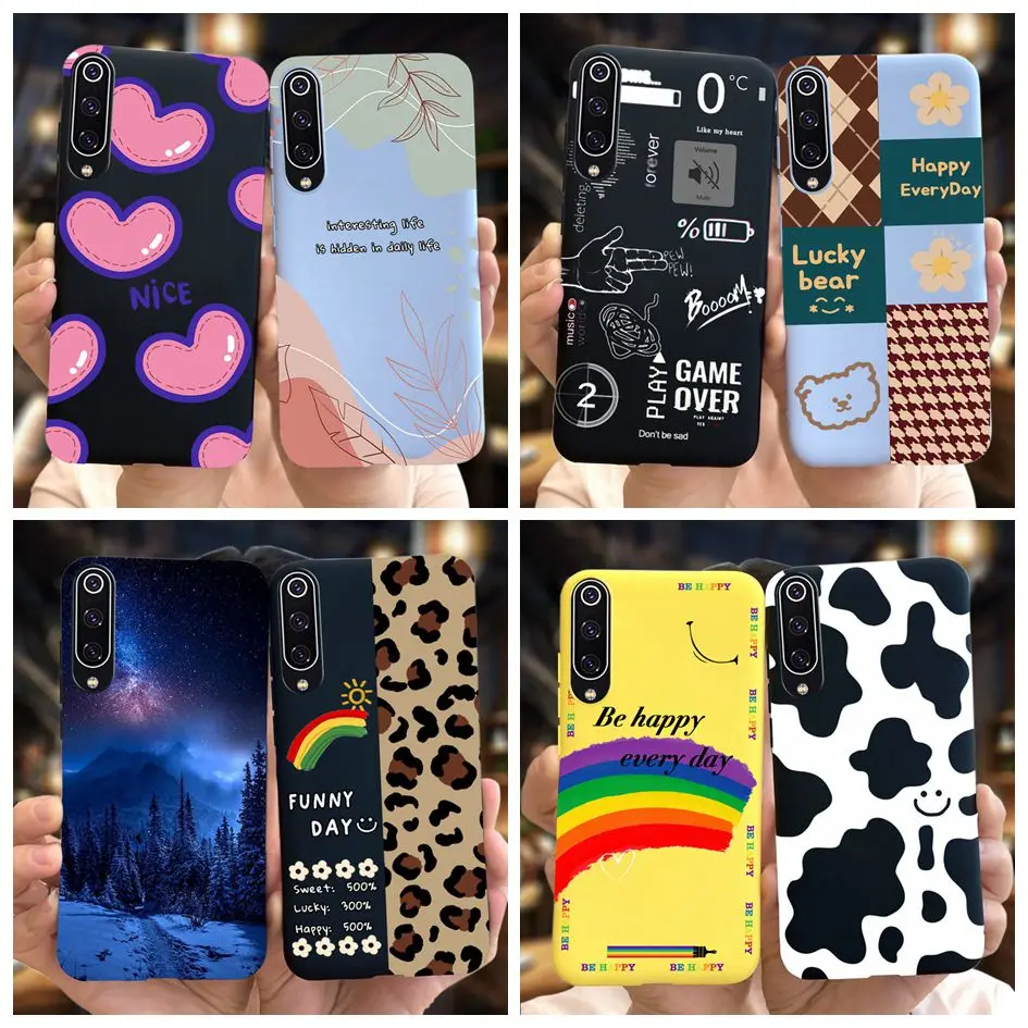 Per Xiaomi Mi 9 Lite Custodia Cute Cow Leopard Painted Silicone Soft Cover Per Xiaomi Mi 9 Se Funda Mi9 Se Mi9Lite Antiurto Fundas