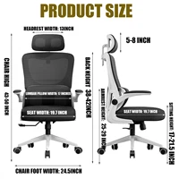 Mesh Office Chair High Back Ergonomic Desk Chair with Lumbar Support and Flip up Armrest Adjustable Headrest for Black Home 2