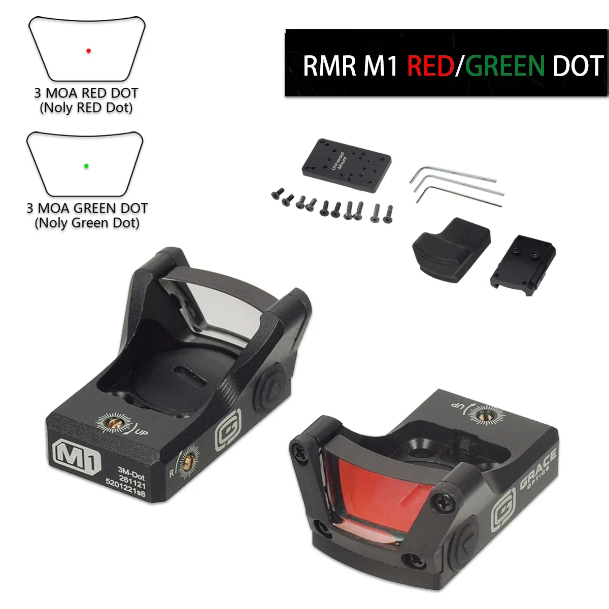 

Tactical Metal M1 RMR Red Dot Green Dot Sight Reflex Scope HuntingOptics Riflescope Fit 20mm Rail For Pistol Glock 17 19 AR15 M4