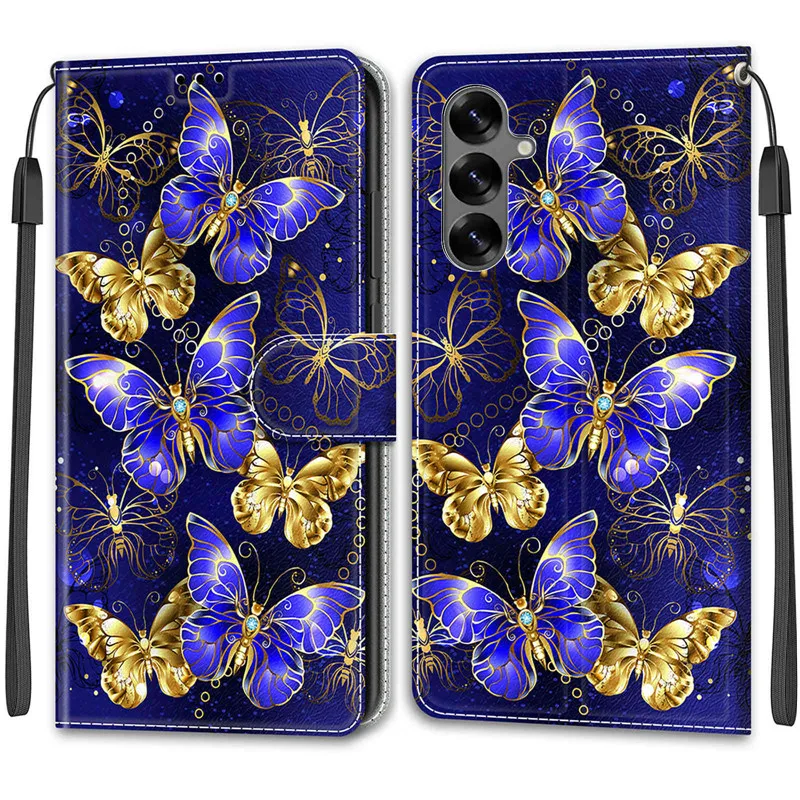 Leather Wallet Phone Case - Magnetic Flip Cover with Stand and Artistic Design