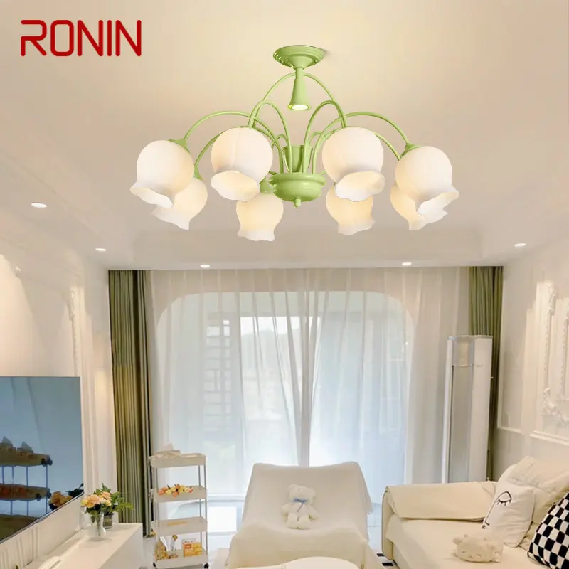 

RONIN Green Hanging Ceiling Lamp LED Creative Aromatherapy Candle Design Pendant Chandelier Light for Home Bedroom